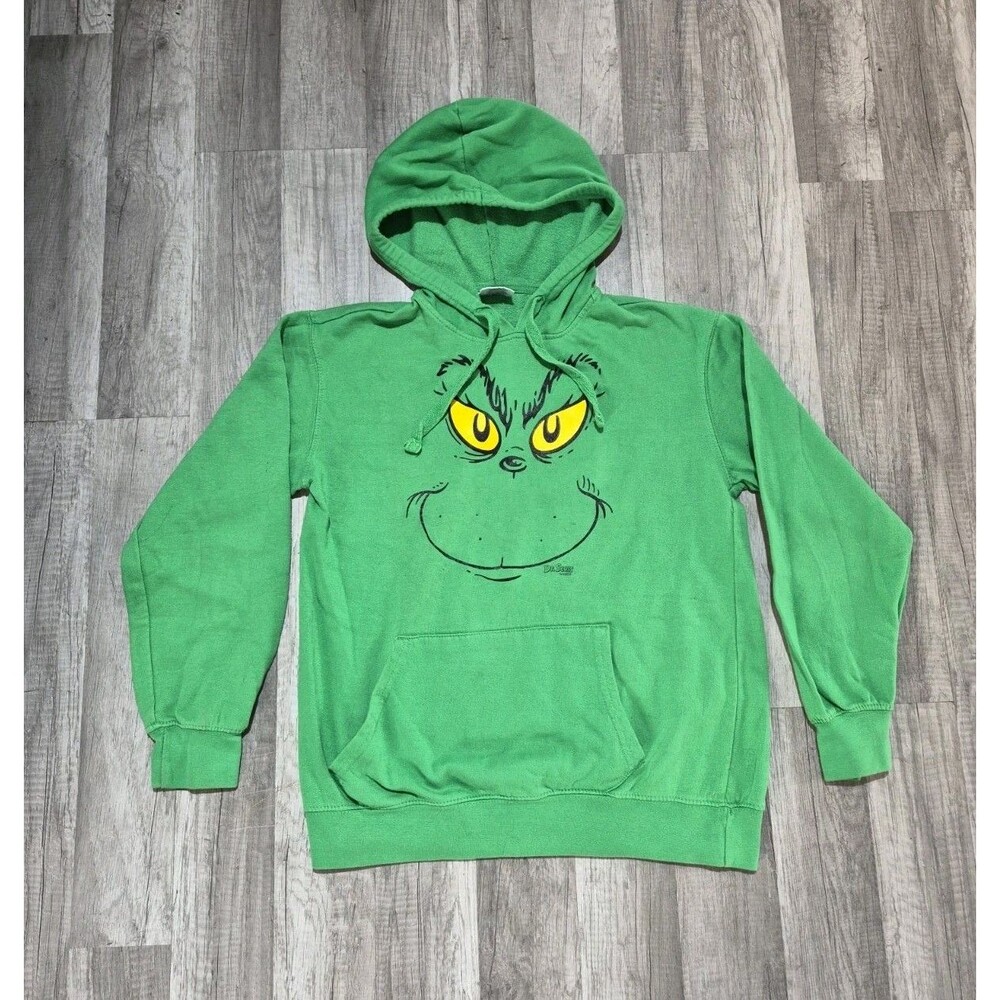 The Grinch Smiling Face Unisex L (11-13) Graphic Pull Over Sweatshirt Green